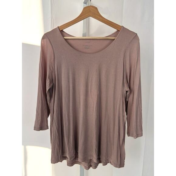 J. JILL Pure Jill  M Supersoft 3/4 Sleeve Elliptical Tee Top Modal Rayon Pink - Picture 1 of 6